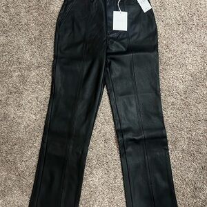 KanCan Black Leather High Rise Pants